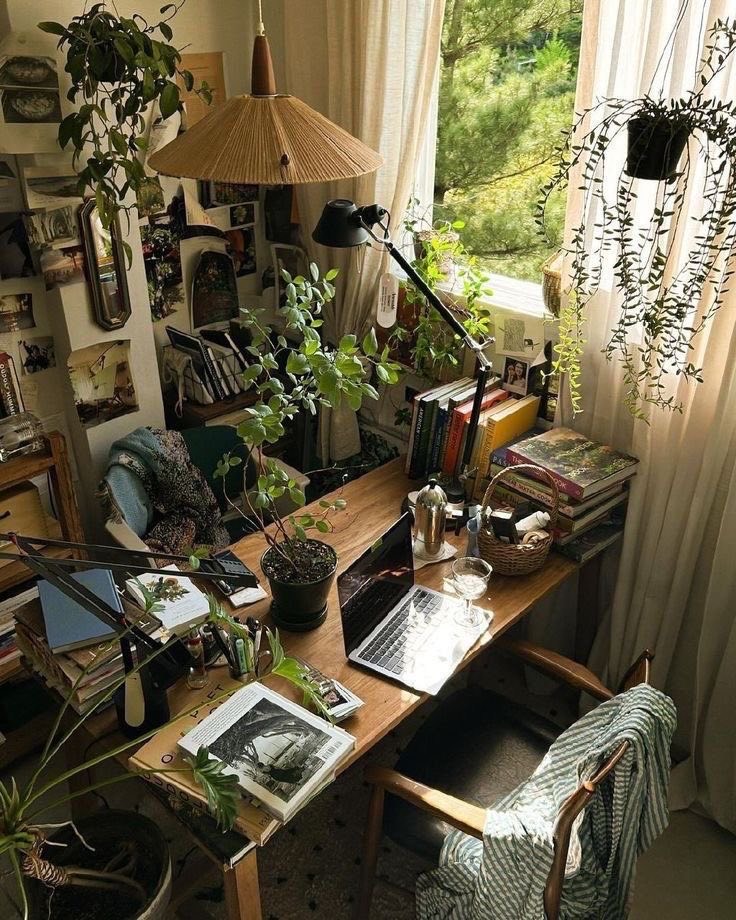 A plant-filled corner of the Easelwood studio